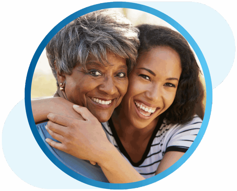 Teen grandaughter hugging mature woman