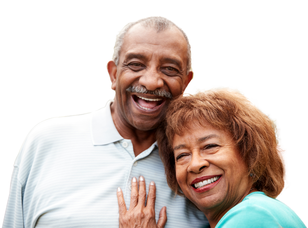 A man and woman hugging